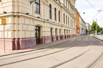 Wall Mural - Very beautiful and colorful street in Budapest, the capital of Hungary. Street life in European city.