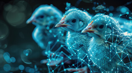 Three Chicks with Digital Network Connections.