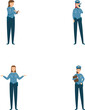 © nsit0108 - Collection of four illustrations showing cartoon police officers performing different duties
