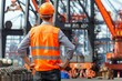 © Andrei - Worker in fluorescent safety vest overseeing activities at the bustling cargo port