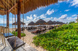 © robertharding - View of beach and sunshades at Puerto Morelos, Caribbean Coast, Yucatan Peninsula, Riviera Maya
