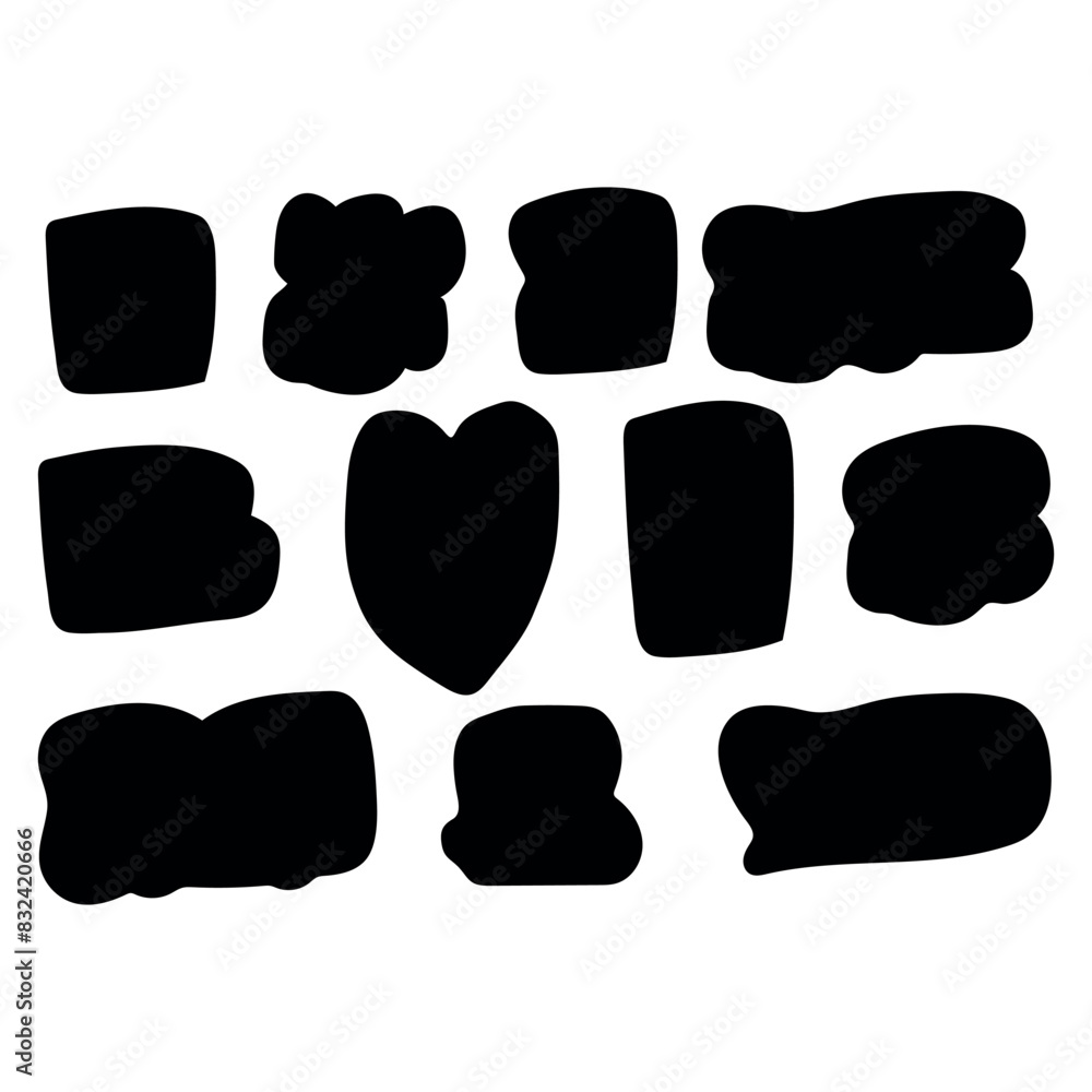 Set of black speech bubble vector on white background. Dialog, talk ...