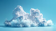 © wasan - 3D rendered fluffy white clouds on a plain blue background