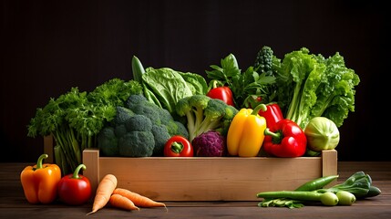 Wall Mural - wooden box with vegtables isolated 