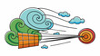 © DigitalSpace - The wind is powerful and forceful causing movement and sound in the environment.. Cartoon Vector.