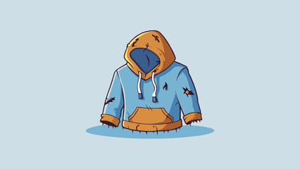 Canvas Print - A thread hoodie with frayed strings its color faded and worn out from years of use. It serves as a consistent source of comfort for its owner who cant. Cartoon Vector.