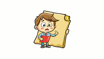 Poster - A wrinkled and torn note lies on a desk clearly the result of a failed attempt at writing a heartfelt apology. The guilty writer a remorseful young. Cartoon Vector.