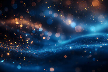 Wall Mural - Enchanting Blue Cosmic Space with Sparkling Stars and Dust Particles