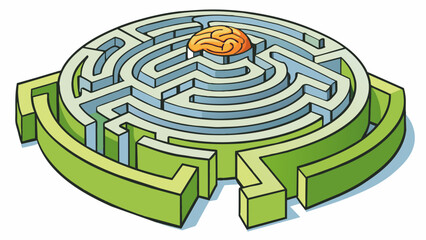 Poster - Imagine a maze with countless pathways and turns each representing a different thought or idea in the brain. Some pathways are well trodden indicating. Cartoon Vector.