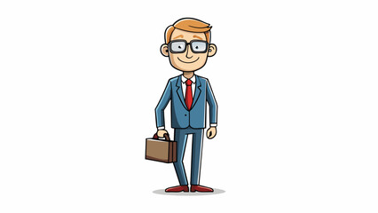 Sticker - The first visitor was a tall slim figure dressed in a crisp suit. They carried a briefcase and had a confident stride. Their glasses glinted under the. Cartoon Vector.