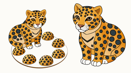 Wall Mural - Variation in animal spots Leopards have spots that are arranged in a rosette pattern while jaguars have spots that resemble broken circles exhibiting. Cartoon Vector.