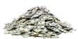 © Maxim - A large pile of American dollar bills isolated on a white background.
