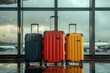 © SHI - Suitcases in airport. Travel concept.3d rendering
