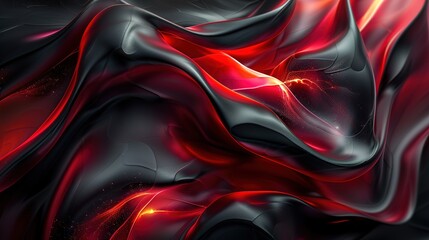 Canvas Print - Background featuring complex, twisting shapes emitting a red glow, copy space