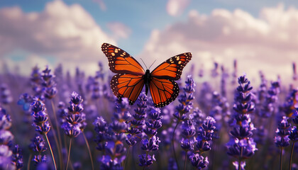 Wall Mural - Butterfly on lavender background