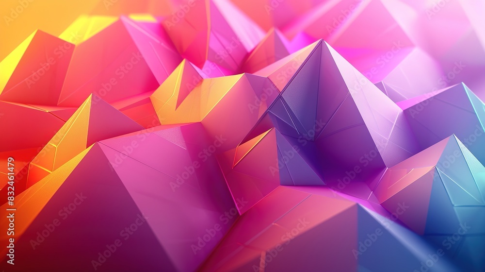 geometric 3D background with pyramids in a gradient of vibrant colors ...