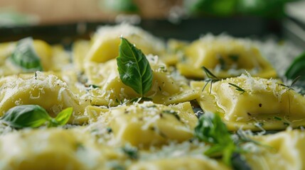 Canvas Print - Parmesan cheese and herb filled ravioli