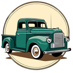 Wall Mural - vintage pick up draw, vector illustration