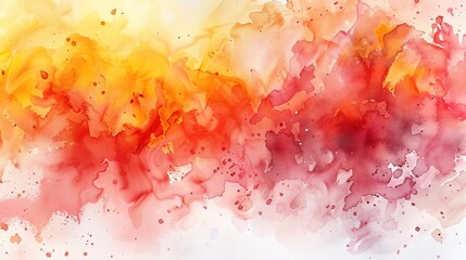 Wall Mural -  watercolor background with bold splashes of red