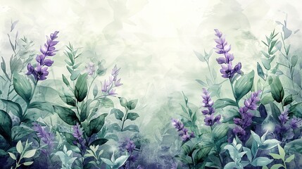 Wall Mural - watercolor background with rich, deep blues and greens blending together