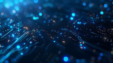 Wall Mural - luminous digital matrix of interconnected circuits and flowing energy pulses