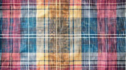 Sticker - Multicolored Tartan Pattern with Vintage Gingham Texture