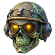 © peacehunter - army skull wearing a modern military helmet with night vision goggles setup.