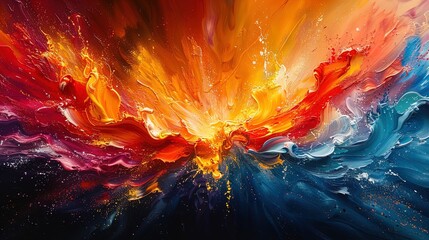 Wall Mural - A colorful explosion of paint with a red and blue swirl