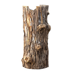 Wall Mural - Treated wooden log fence post isolated on white and transparent background