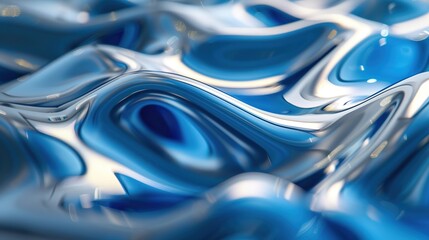 Wall Mural - abstract background with fluid, flowing lines in blue and silver