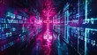 © Shutter2U - Cyberspace tunnel with glowing cross, concept of digital pilgrimage or futuristic worship