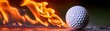 © ParinApril - Flaming golf action A white golf ball trailing fierce orange flames, symbolizing high energy and dynamic sports action