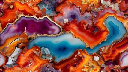 Wall Mural - vibrant colors of a Brazilian agate slice