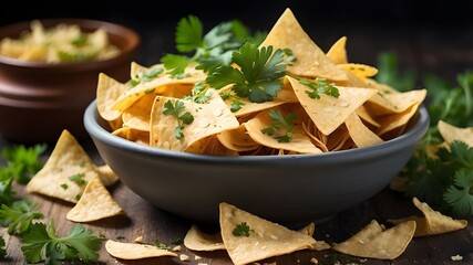 Wall Mural - Pile of Tortilla Chips With Parsley