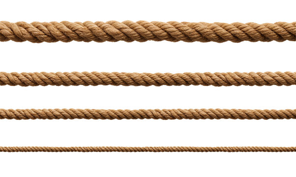 A different size of rope with a white background