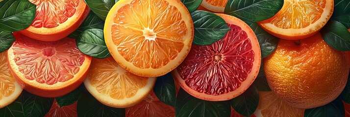 Wall Mural - A close up of oranges and grapefruit