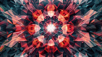 Sticker - Modern and futuristic abstract geometric background kaleidoscope pattern.