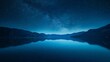 © Preeyanuch - Serene lake under starlit night sky, reflecting distant mountains and capturing the calm beauty of nature in tranquil blue tones.