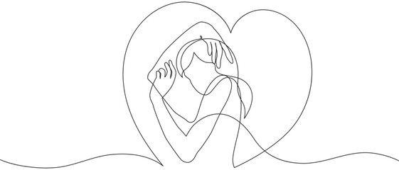 Wall Mural - Continuous line drawing of woman art style. Modern single line art. Women beauty fashion concept, minimalistic style