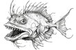© Fotograf - Detailed black and white illustration of a fish, suitable for educational materials
