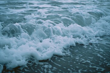 Poster - Detailed view of a wave crashing on the beach, suitable for travel and nature concepts