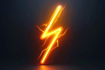 Wall Mural - a striking neon lightning bolt on a dark black background. suitable for various design projects
