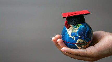 Wall Mural - The globe with graduation cap