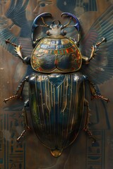 Canvas Print - A close-up view of a small bug with a vibrant and intricate design on its back