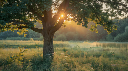 Poster - there is a tree that is in the middle of a field