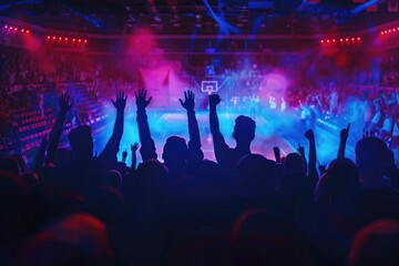 Sticker - A group of people enjoying music together, hands up in the air