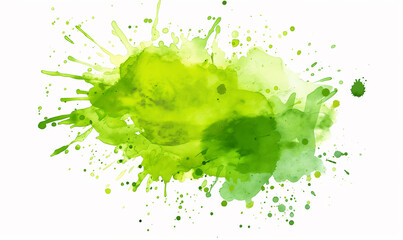 Wall Mural - Watercolor green ink splash clip art, vector illustration on a white background, with simple shapes, soft colors, and a digital drawing style in the style of minimalism