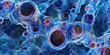 © Lila Patel - Cobalt blue fungal infection microscopy close up germs. Blue cell walls.
