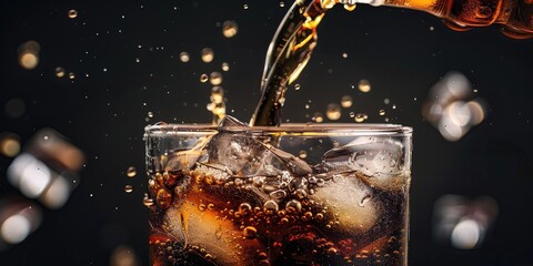 Wall Mural - a image of a glass of soda being poured with a bottle