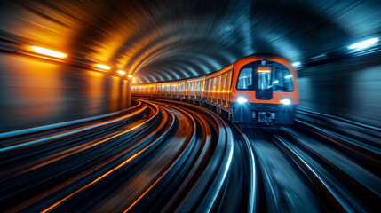 Wall Mural - subway transit train in tunnel